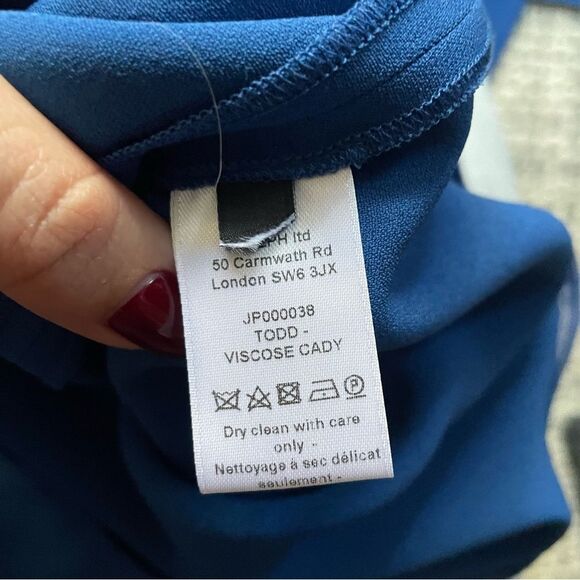 Joseph Blue Viscose High Neck Tie Blouse 6 - Picture 5 of 6